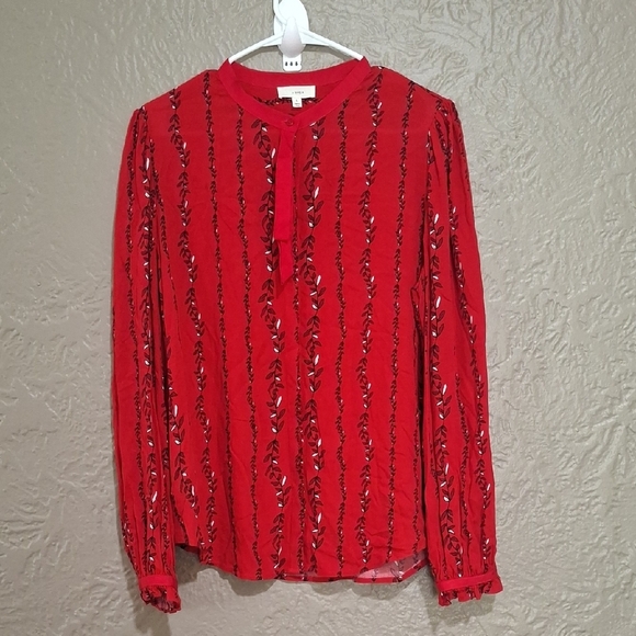 A Love A Wome's Chic Red Blouse with Patterned Design Size L - Picture 1 of 7